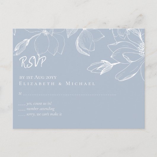 Erstellen Sie Ihre eigene Dusty Blue White Magnoli Postkarte (Vorderseite)