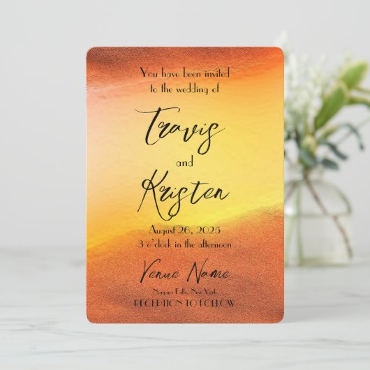 Erstellen Sie Ihre eigene, eigene Orange-Backgroun Einladung (Stehend Vorderseite)