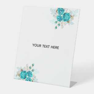 Erstellen Sie Ihre eigene elegante blaue Rose Sockelschild