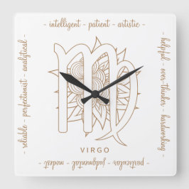 Erstellen Sie Ihre eigene elegante Gold & White Vi Quadratische Wanduhr