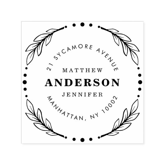 Erstellen Sie Ihre eigene elegante Kranz-Rücksende Permastempel (Design)