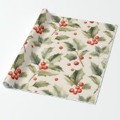 Erstellen Sie Ihre eigene elegante Red Holly Cream Geschenkpapier (Ungerollt)