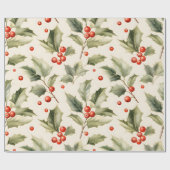 Erstellen Sie Ihre eigene elegante Red Holly Cream Geschenkpapier (Flach)