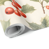 Erstellen Sie Ihre eigene elegante Red Holly Cream Geschenkpapier (Rolleneckpunkt)