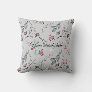 Erstellen Sie Ihre eigene elegante Rot Holly Gray Kissen