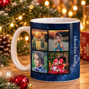 Erstellen Sie Ihre eigene Familienfoto-Collage Wei Kaffeetasse