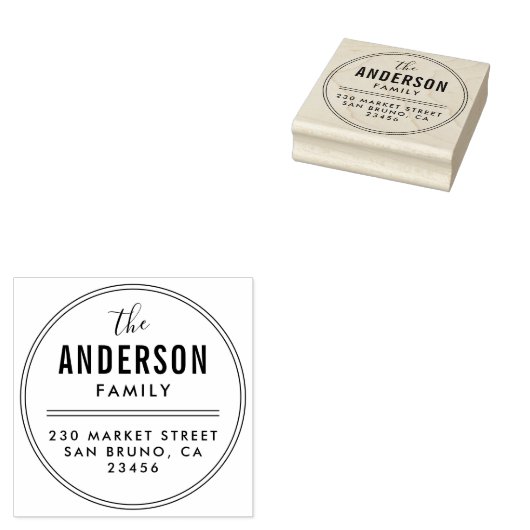 Erstellen Sie Ihre eigene Familienname Round-Rücks Gummistempel (Stempel)