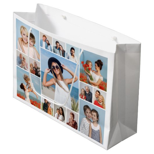 Erstellen Sie Ihre eigene Farbe für 15 Collagen. Große Geschenktüte (Vorderseite Schrägansicht)