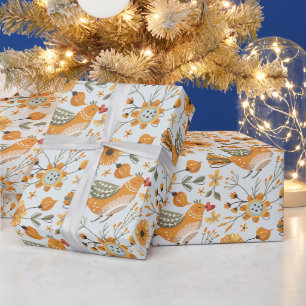 Erstellen Sie Ihre eigene Farbwahl Golden Folk Art Geschenkpapier