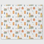 Erstellen Sie Ihre eigene Farbwahl Weihnachtsdorf Geschenkpapier (Flach)