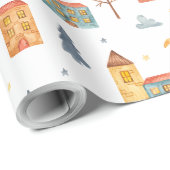 Erstellen Sie Ihre eigene Farbwahl Weihnachtsdorf Geschenkpapier (Rolleneckpunkt)