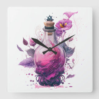 Erstellen Sie Ihre eigene Flora-Flasche Quadratische Wanduhr