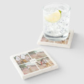 Erstellen Sie Ihre eigene Foto-Collage Hochzeit Steinuntersetzer (Seitenansicht)