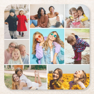 Erstellen Sie Ihre eigene Foto-Collage mit 8 Fotos Rechteckiger Pappuntersetzer