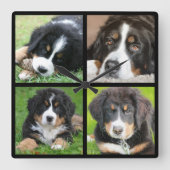 Erstellen Sie Ihre eigene Foto-Collage Quadratische Wanduhr (Vorderseite)