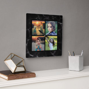 Erstellen Sie Ihre eigene Foto-Collage Quadratische Wanduhr