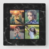 Erstellen Sie Ihre eigene Foto-Collage Quadratische Wanduhr (Vorderseite)