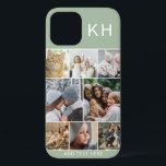 Erstellen Sie Ihre eigene Foto Collage & Text Farb Case-Mate iPhone Hülle<br><div class="desc">Viel Spaß beim Design Ihrer eigenen iPhone Gehäuse. Mit einer modernen instagram Foto Collage,  Initialen und Platz zum Hinzufügen eines eigenen Textes. Der Hintergrund ist ein stylisches pastellgrünes Grün,  das aber in jede Farbe geändert werden kann.</div>