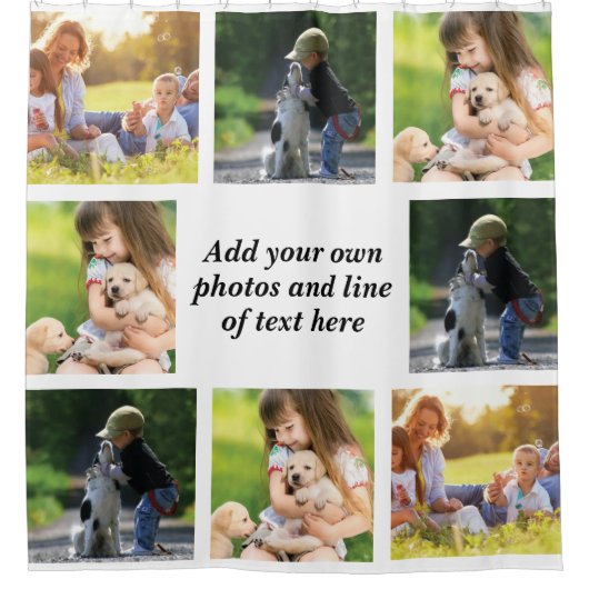Erstellen Sie Ihre eigene Foto-Collage und -Text Duschvorhang (Vorderseite)