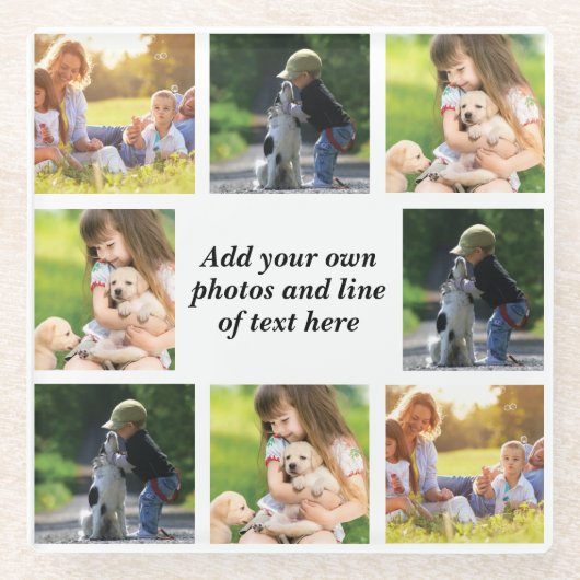 Erstellen Sie Ihre eigene Foto-Collage und -Text Glasuntersetzer (Vorderseite)