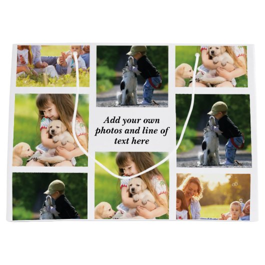 Erstellen Sie Ihre eigene Foto-Collage und -Text Große Geschenktüte (Vorderseite)