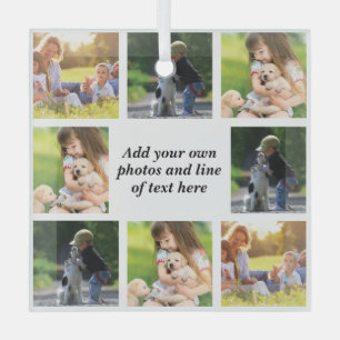 Erstellen Sie Ihre eigene Foto-Collage und -Text Ornament Aus Glas