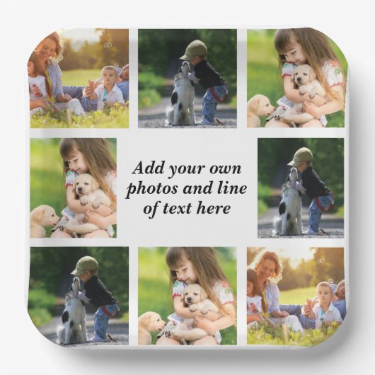 Erstellen Sie Ihre eigene Foto-Collage und -Text Pappteller (Vorderseite)