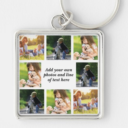Erstellen Sie Ihre eigene Foto-Collage und -Text Schlüsselanhänger (Vorne)