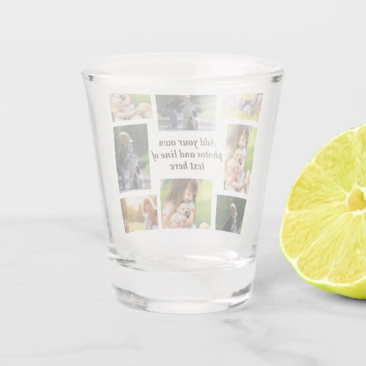 Erstellen Sie Ihre eigene Foto-Collage und -Text Schnapsglas (Rückseite)