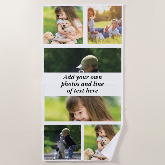 Erstellen Sie Ihre eigene Foto-Collage und -Text Strandtuch (Vorderseite)