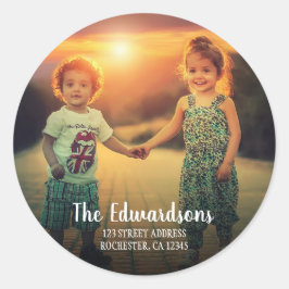 Erstellen Sie Ihre eigene Foto-Rücksendeadresse Runder Aufkleber