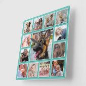 Erstellen Sie Ihre eigene FotoCollage Aquamarin Quadratische Wanduhr (Winkel)