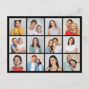 Erstellen Sie Ihre eigene Fotocollage mit 12 Fotos Postkarte