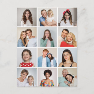 Erstellen Sie Ihre eigene Fotocollage mit 12 Fotos Postkarte