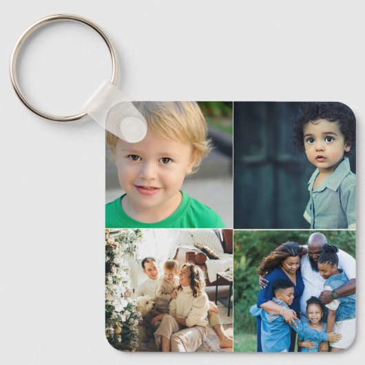Erstellen Sie Ihre eigene Fotocollage mit 4 Fotos Schlüsselanhänger (Vorderseite)