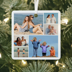 Erstellen Sie Ihre eigene Fotocollage mit 6 Fotos Ornament Aus Metall
