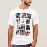 Erstellen Sie Ihre eigene FotoCollage T-Shirt<br><div class="desc">Personalisierter Foto T - Shirt mit 11 quadratischen Bildern zum Umstieg auf das eigene Format und einer leicht bearbeitbaren Textvorlage. Foto Tipp: Fotos in Quadrate schneiden,  bevor Sie sicherstellen,  dass Betreff im Zentrum für beste Ergebnisse ist.</div>