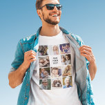 Erstellen Sie Ihre eigene FotoCollage T-Shirt<br><div class="desc">Personalisierter Foto T - Shirt mit 11 quadratischen Bildern zum Umstieg auf das eigene Format und einer leicht bearbeitbaren Textvorlage. Foto Tipp: Fotos in Quadrate schneiden,  bevor Sie sicherstellen,  dass Betreff im Zentrum für beste Ergebnisse ist.</div>