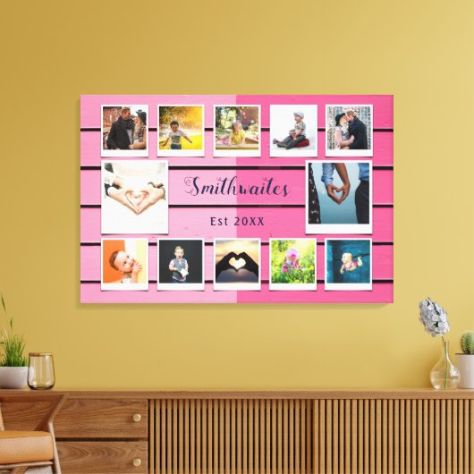 Erstellen Sie Ihre eigene Fotocollage Vorlage Pink Leinwanddruck (Insitu (Wohnzimmer))