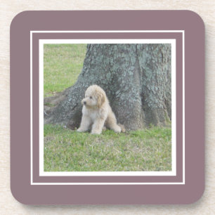 Erstellen Sie Ihre eigene Fotope Lila und weiß Getränkeuntersetzer