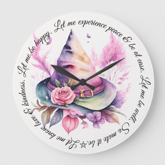 Erstellen Sie Ihre eigene Frühjahrsrähne Hexenhut- Große Wanduhr (Vorderseite)