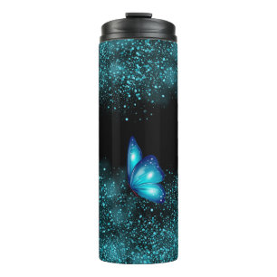 Erstellen Sie Ihre eigene Funkelnd Blauschmetterli Thermosbecher