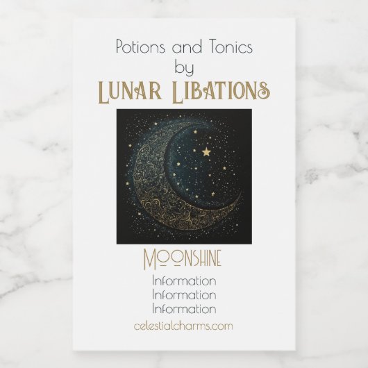 Erstellen Sie Ihre eigene Gold Filigree Moon Celes Weinetikett (Einzelnes Label)