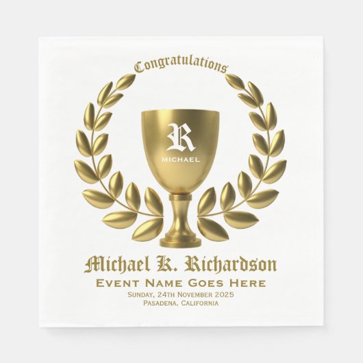 Erstellen Sie Ihre eigene Goldene Cup Laurel Wreat Serviette (Vorderseite)