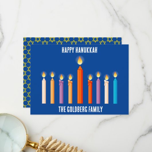 Erstellen Sie Ihre eigene Happy Hanukkah Card Dankeskarte (Vorderseite/Rückseite Beispiel)