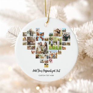 Erstellen Sie Ihre eigene Herz geformt FotoCollage Keramik Ornament