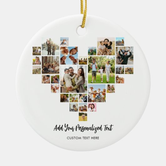 Erstellen Sie Ihre eigene Herz geformt FotoCollage Keramik Ornament (Vorne)