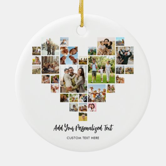 Erstellen Sie Ihre eigene Herz geformt FotoCollage Keramik Ornament (Hinten)