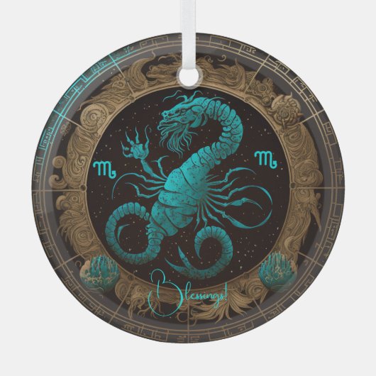 Erstellen Sie Ihre eigene Himmelskorpio Zodiac Ornament Aus Glas (Vorderseite)