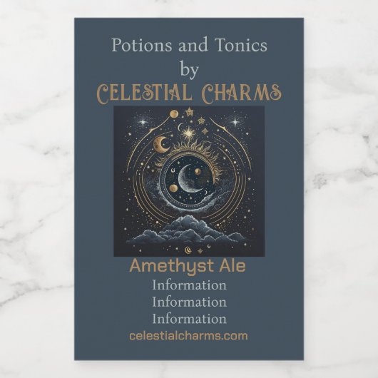 Erstellen Sie Ihre eigene Himmelslandschaft Lunar Weinetikett (Einzelnes Label)